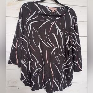 Philosophy Women's Black and Pink Patterned Top